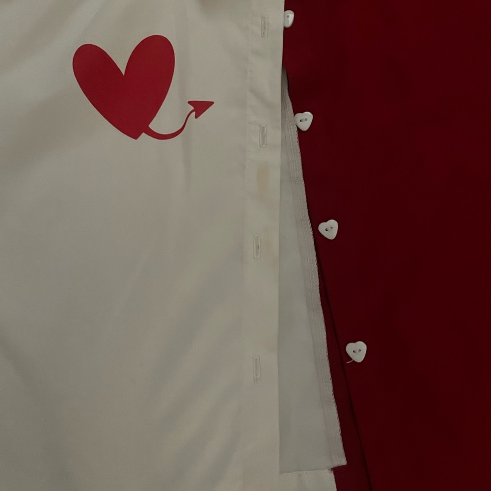 Cute Half Red, Half White, Devil Button Up Crop T… - image 2